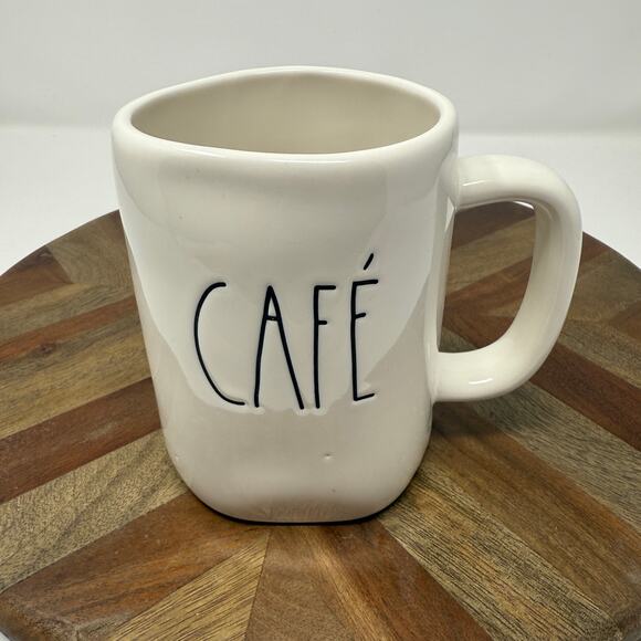 Rae Dunn By Magenta White Ceramic CAFE' Mug Farmhouse Minimalist Country Decor - Picture 1 of 9